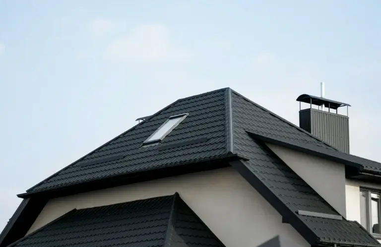 dom z&nbsp;ciemnym dachem